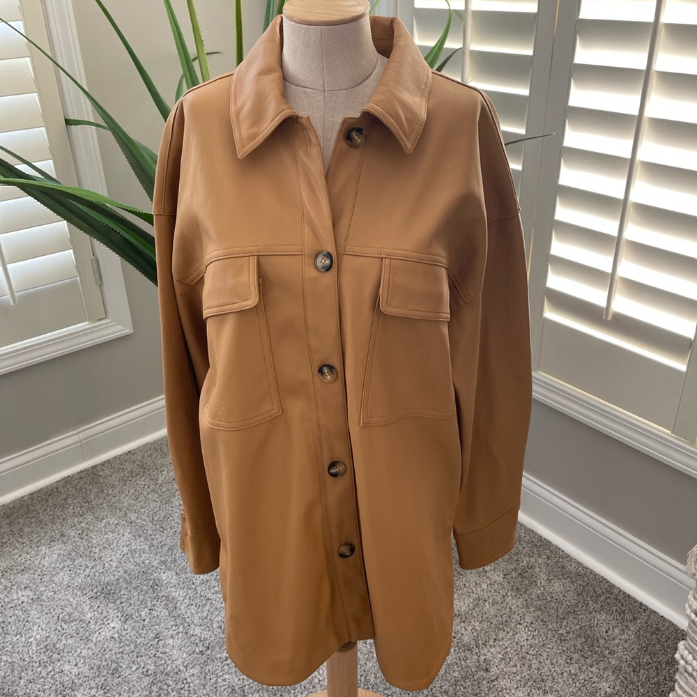 Anthropologie Maeve Cognac Shacket